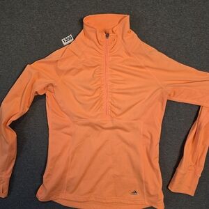 Adidas Climalite Peach 1/2 Zip. Rouching In Front And Thumb Holes  Womens Medium